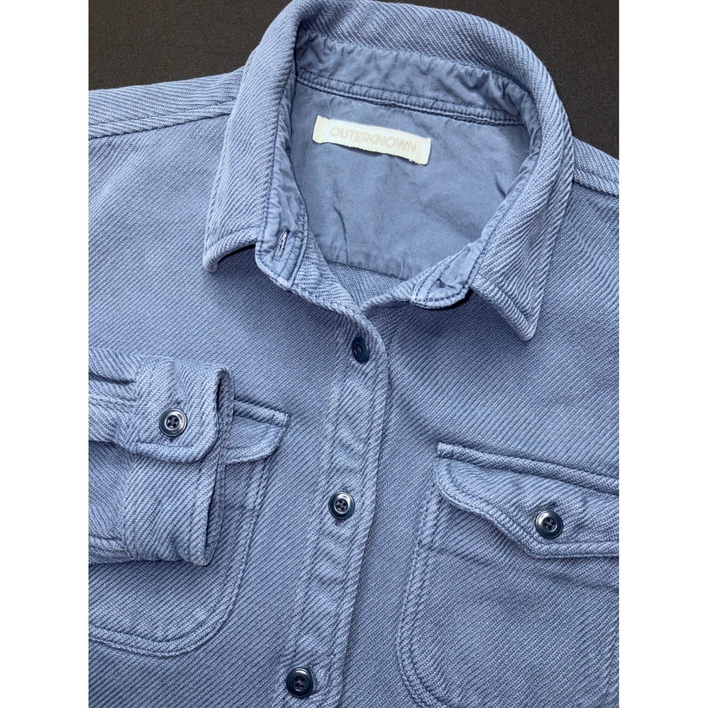 Outerknown Blanket Shirt Womens XS Blue Organic Cotton Heavyweight Twill Button
